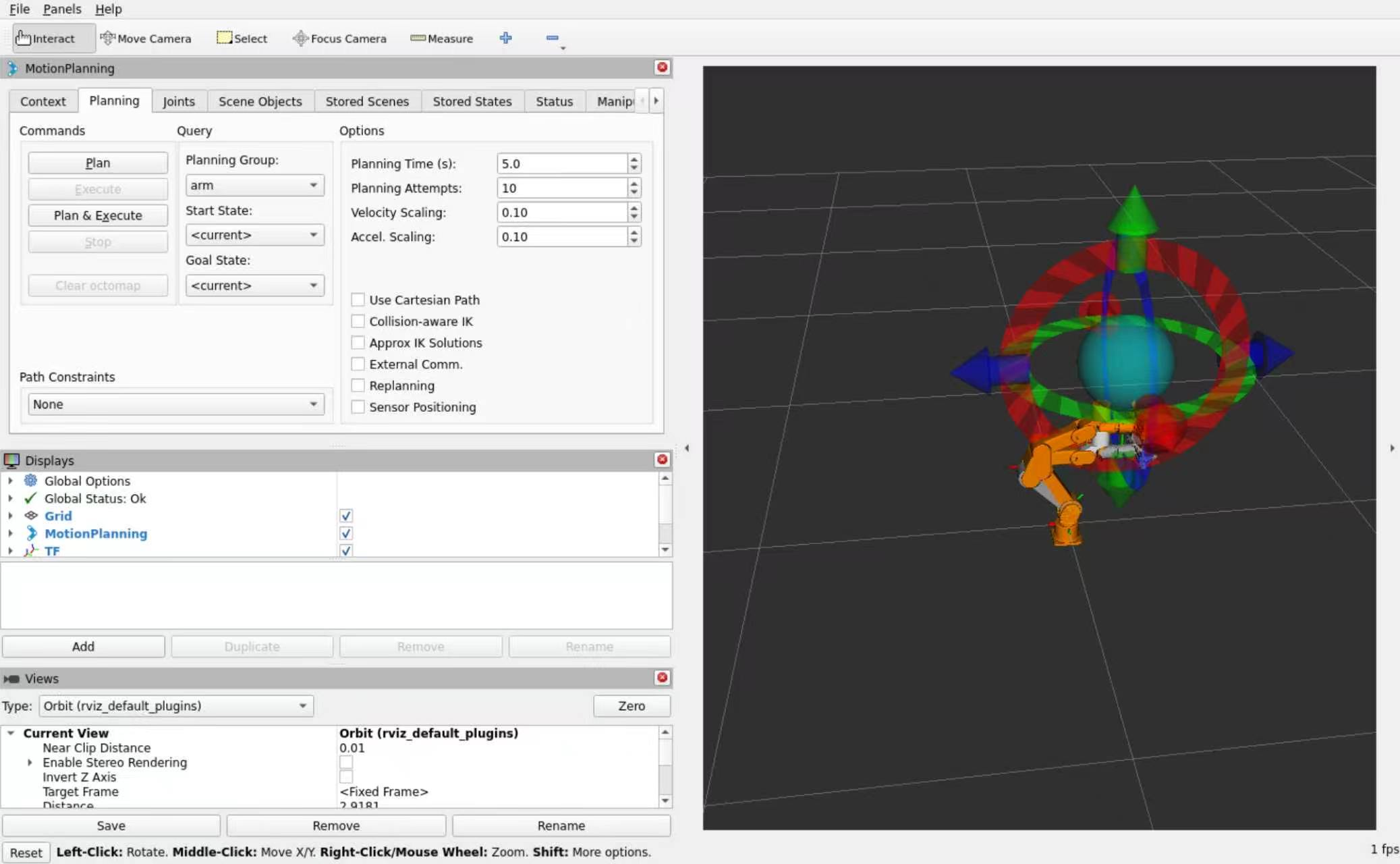 EDULITE A3 MoveIt2 RViz motion planning interface